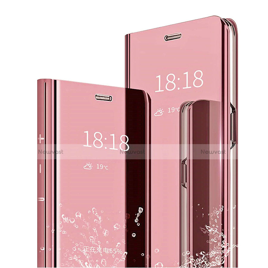 Leather Case Stands Flip Mirror Cover Holder L04 for Huawei Mate 20 Pro Rose Gold