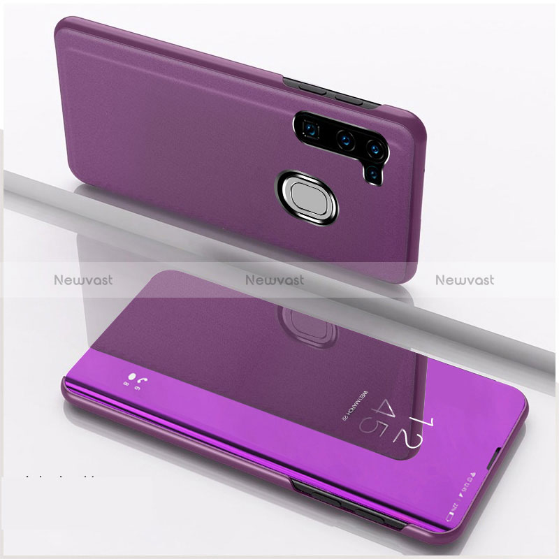 Leather Case Stands Flip Mirror Cover Holder L04 for Samsung Galaxy A11 Purple