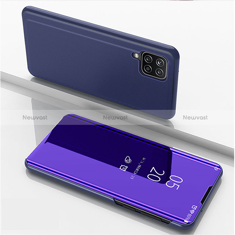 Leather Case Stands Flip Mirror Cover Holder L05 for Samsung Galaxy A22 4G Purple