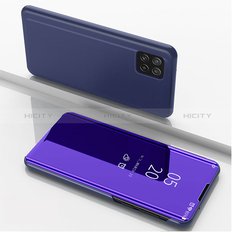 Leather Case Stands Flip Mirror Cover Holder L05 for Samsung Galaxy F42 5G Purple