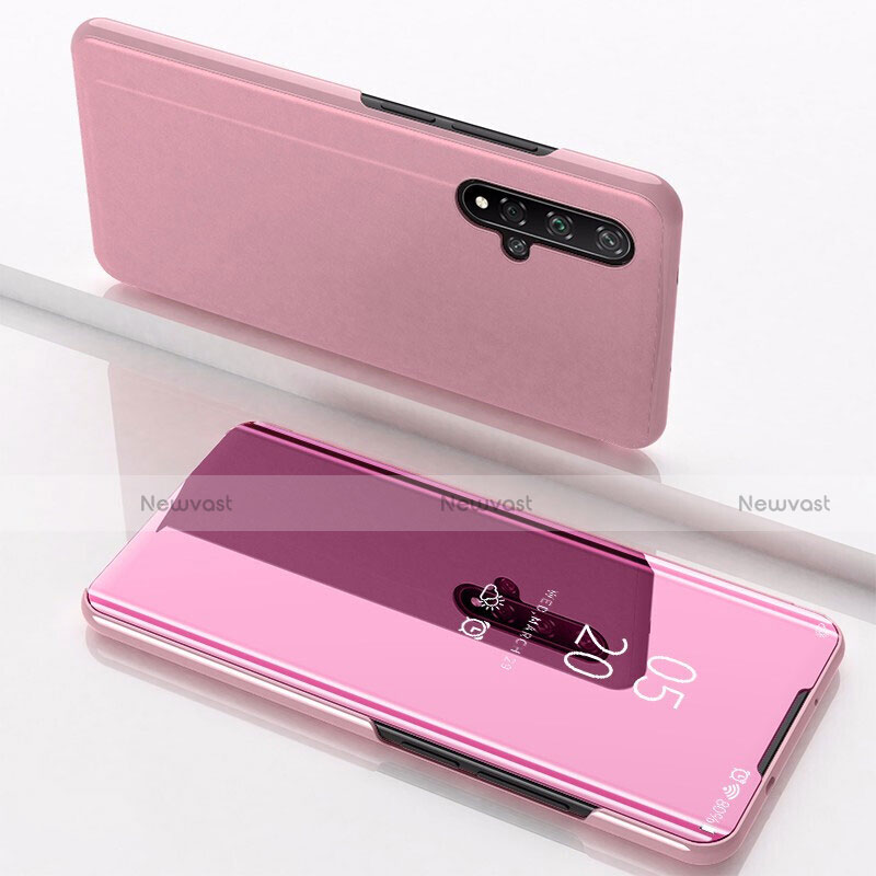 Leather Case Stands Flip Mirror Cover Holder M01 for Huawei Honor 20 Pink