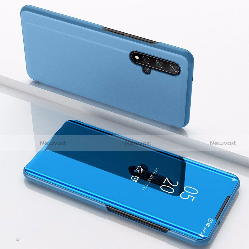 Leather Case Stands Flip Mirror Cover Holder M01 for Huawei Honor 20S Blue