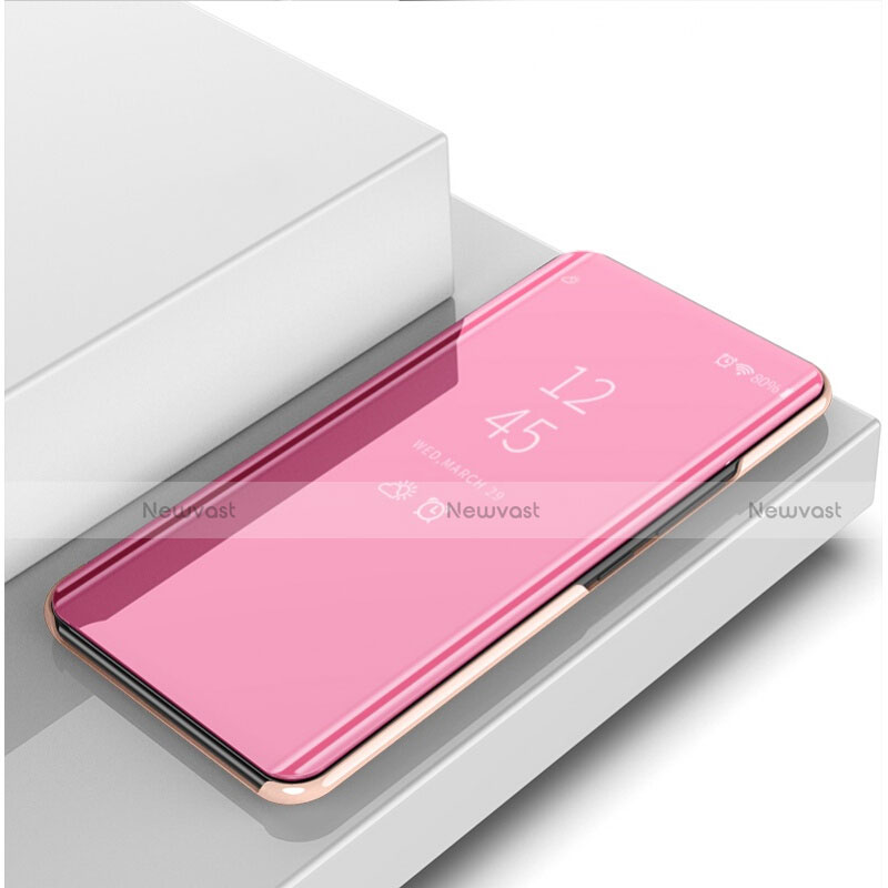 Leather Case Stands Flip Mirror Cover Holder M01 for Oppo R17 Pro Rose Gold