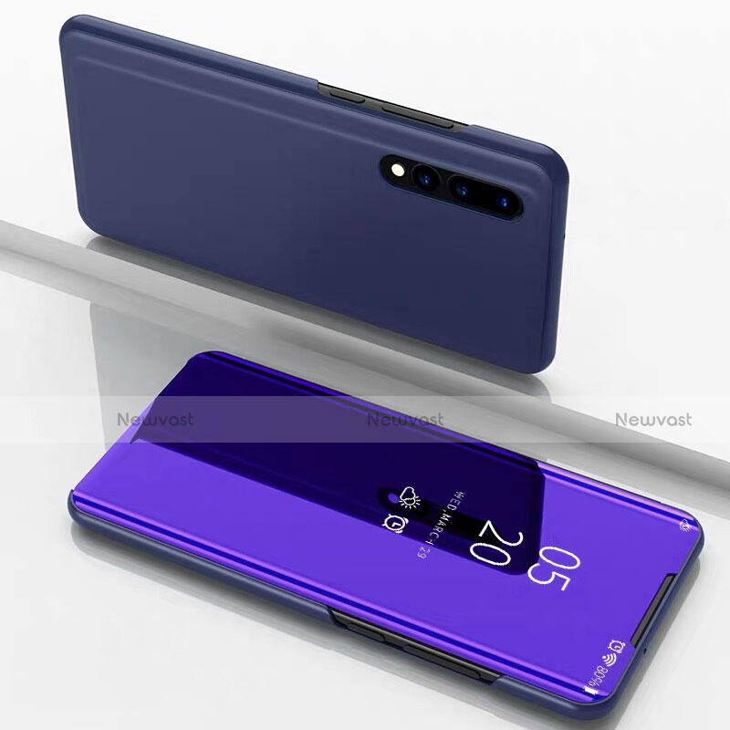 Leather Case Stands Flip Mirror Cover Holder M01 for Samsung Galaxy A90 5G Purple