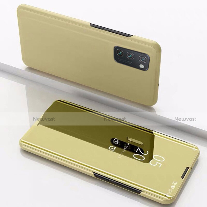 Leather Case Stands Flip Mirror Cover Holder M02 for Huawei Honor V30 5G Gold