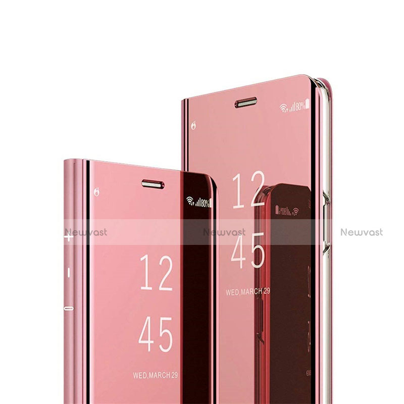 Leather Case Stands Flip Mirror Cover Holder M03 for Huawei Nova 7 SE 5G Rose Gold