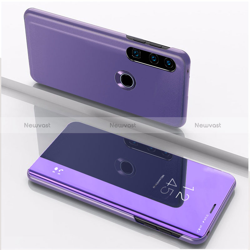 Leather Case Stands Flip Mirror Cover Holder QH1 for Huawei P40 Lite E Clove Purple