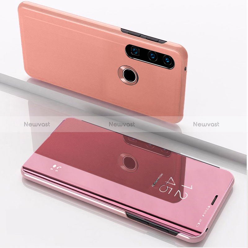 Leather Case Stands Flip Mirror Cover Holder QH1 for Huawei P40 Lite E Rose Gold