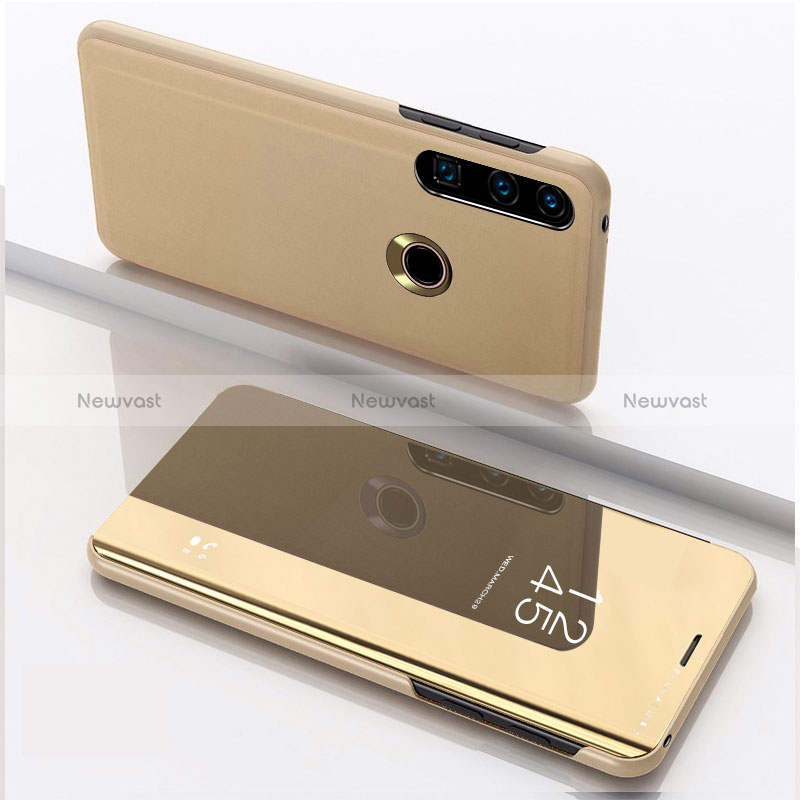 Leather Case Stands Flip Mirror Cover Holder QH1 for Huawei Y7p Gold