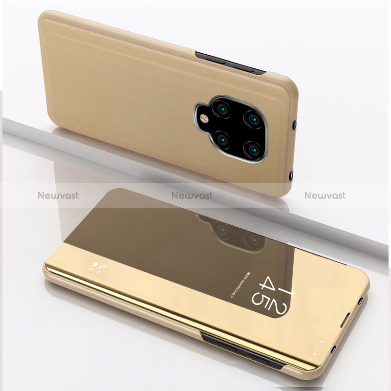 Leather Case Stands Flip Mirror Cover Holder QH1 for Xiaomi Poco M2 Pro Gold