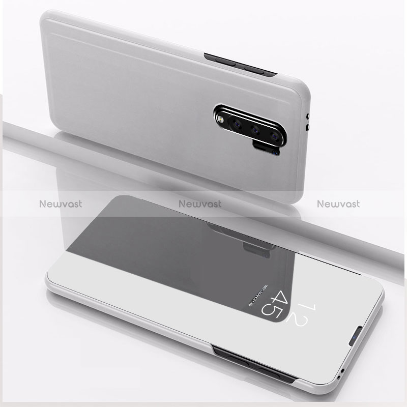 Leather Case Stands Flip Mirror Cover Holder QH1 for Xiaomi Poco M2 Silver