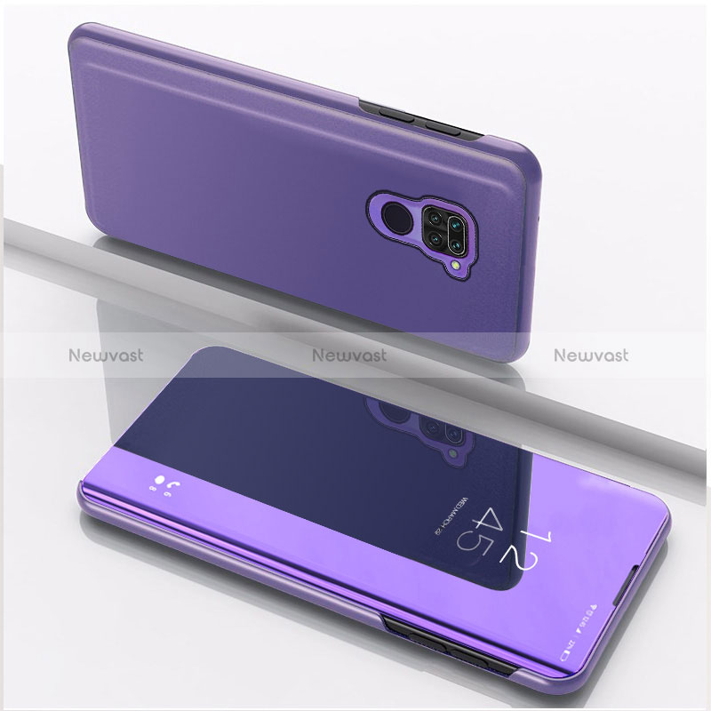 Leather Case Stands Flip Mirror Cover Holder QH1 for Xiaomi Redmi 10X 4G Clove Purple