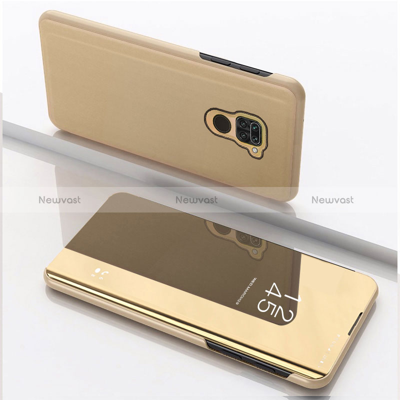 Leather Case Stands Flip Mirror Cover Holder QH1 for Xiaomi Redmi 10X 4G Gold