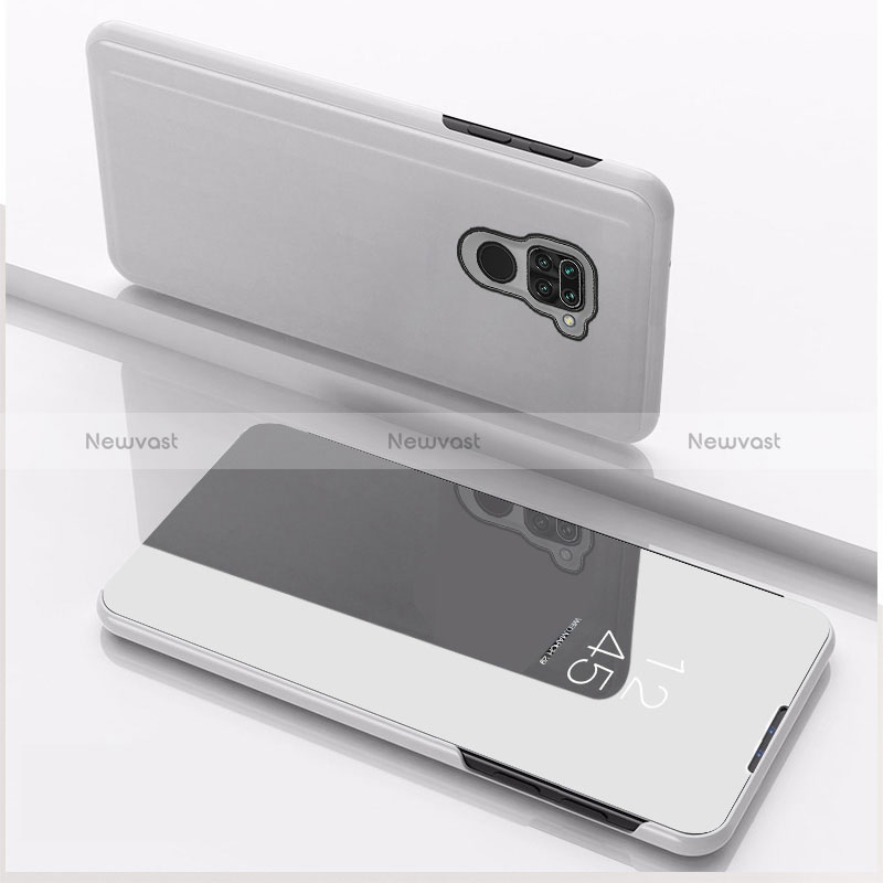 Leather Case Stands Flip Mirror Cover Holder QH1 for Xiaomi Redmi 10X 4G Silver