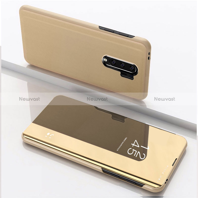 Leather Case Stands Flip Mirror Cover Holder QH1 for Xiaomi Redmi 9 Prime India Gold