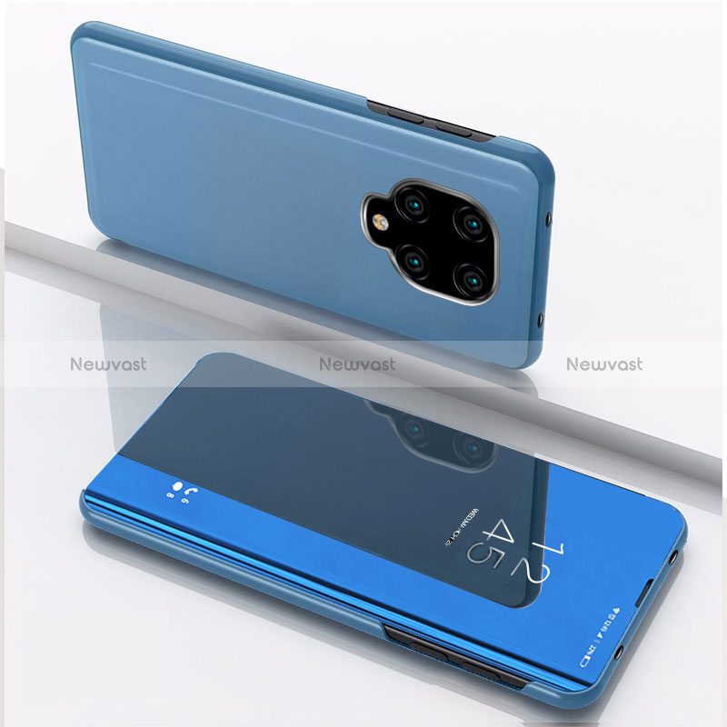 Leather Case Stands Flip Mirror Cover Holder QH1 for Xiaomi Redmi Note 9 Pro Max Blue