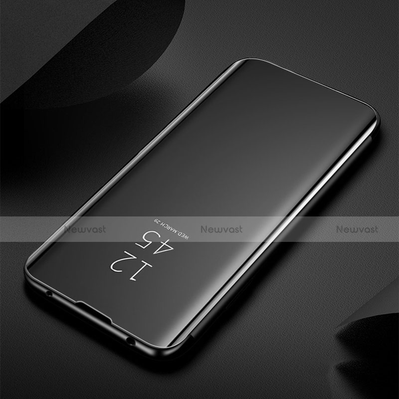 Leather Case Stands Flip Mirror Cover Holder S01 for Xiaomi Mi Note 10 Pro Black