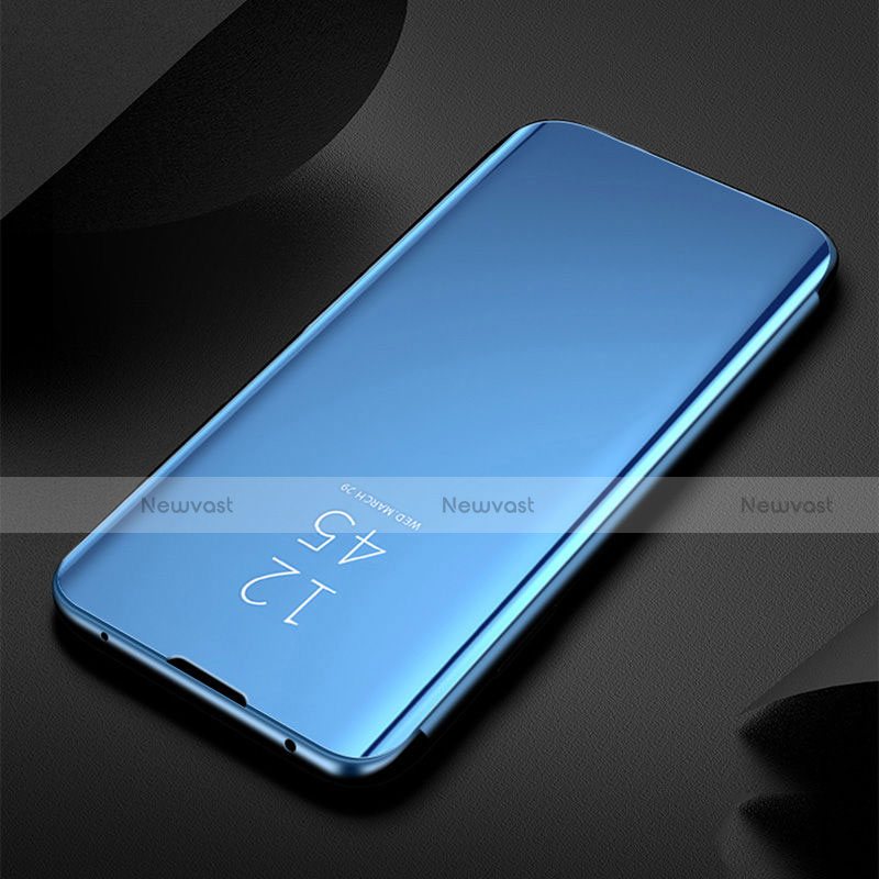 Leather Case Stands Flip Mirror Cover Holder S01 for Xiaomi Mi Note 10 Pro Blue