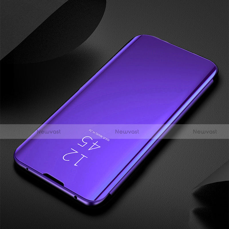 Leather Case Stands Flip Mirror Cover Holder S01 for Xiaomi Mi Note 10 Purple