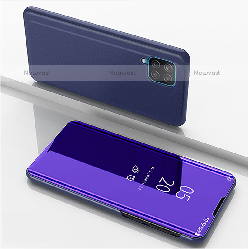 Leather Case Stands Flip Mirror Cover Holder ZL1 for Samsung Galaxy A12 Purple