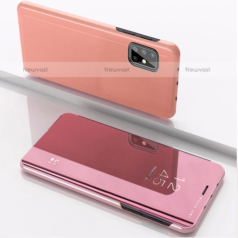 Leather Case Stands Flip Mirror Cover Holder ZL1 for Samsung Galaxy A51 4G Rose Gold