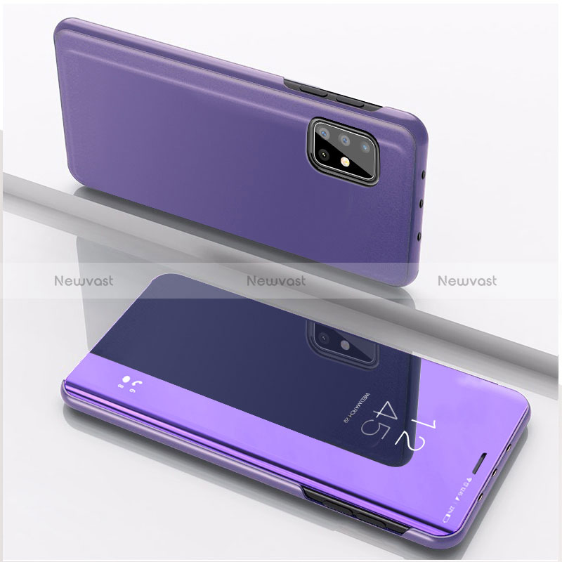 Leather Case Stands Flip Mirror Cover Holder ZL1 for Samsung Galaxy A51 5G Clove Purple