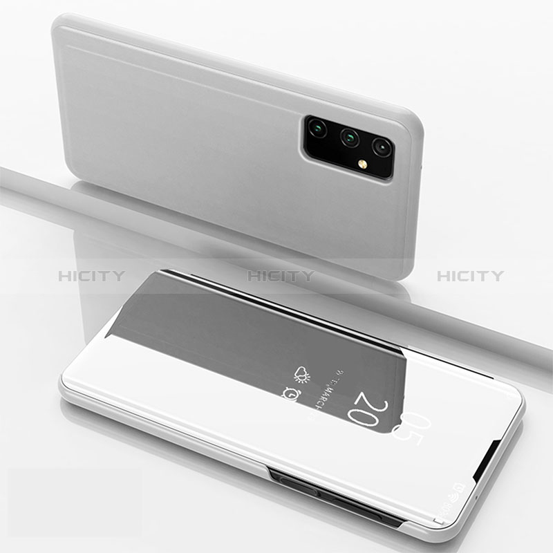 Leather Case Stands Flip Mirror Cover Holder ZL1 for Samsung Galaxy A82 5G Silver