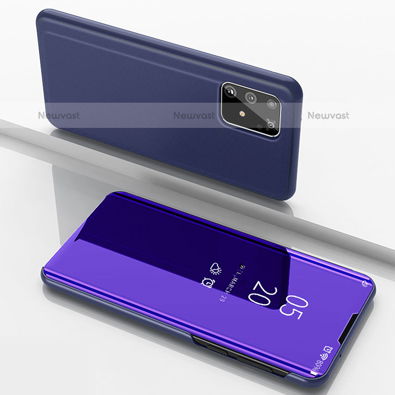 Leather Case Stands Flip Mirror Cover Holder ZL1 for Samsung Galaxy A91 Purple