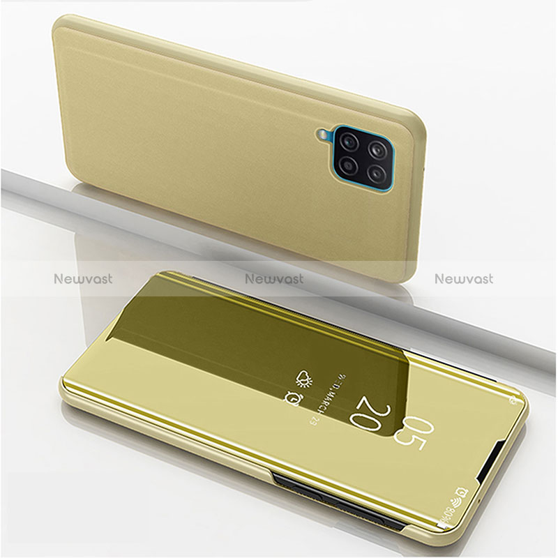 Leather Case Stands Flip Mirror Cover Holder ZL1 for Samsung Galaxy M12 Gold