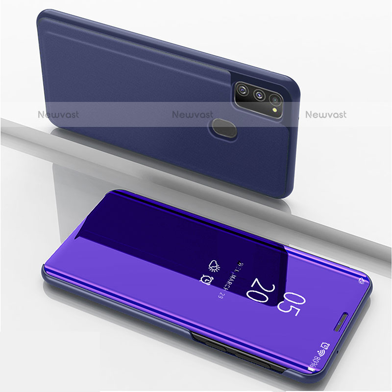 Leather Case Stands Flip Mirror Cover Holder ZL1 for Samsung Galaxy M30s Purple