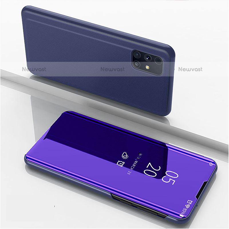Leather Case Stands Flip Mirror Cover Holder ZL1 for Samsung Galaxy M31s Purple