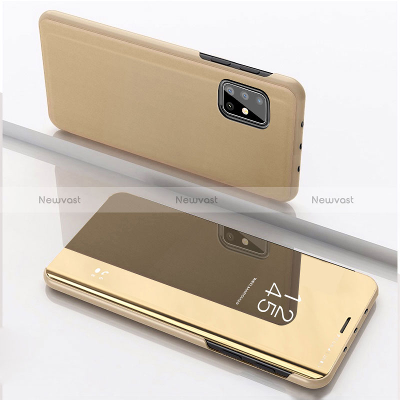 Leather Case Stands Flip Mirror Cover Holder ZL1 for Samsung Galaxy M40S Gold