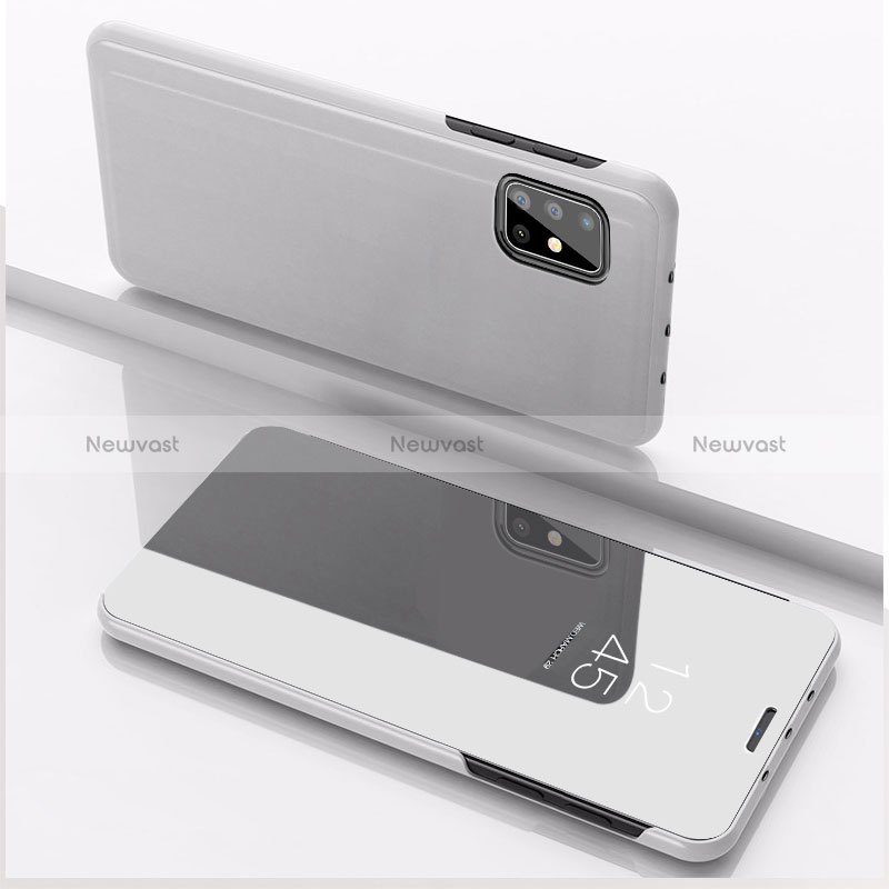 Leather Case Stands Flip Mirror Cover Holder ZL1 for Samsung Galaxy M40S Silver