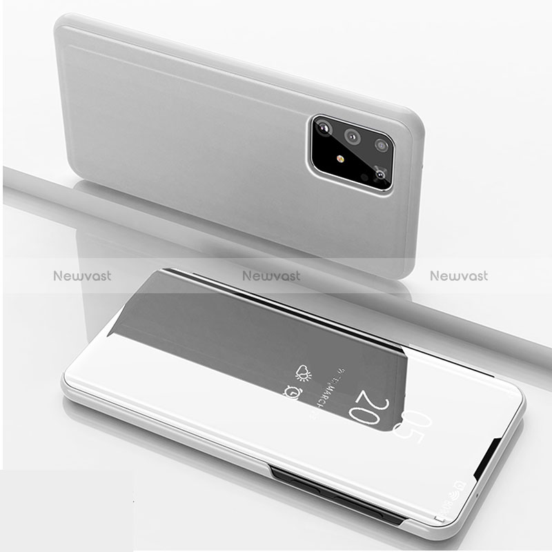 Leather Case Stands Flip Mirror Cover Holder ZL1 for Samsung Galaxy M80S Silver