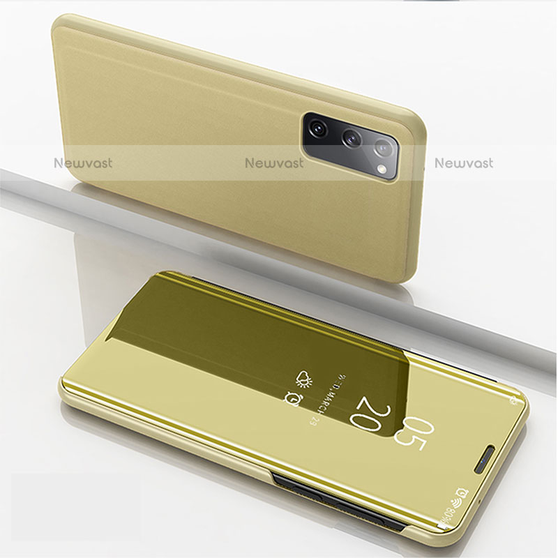 Leather Case Stands Flip Mirror Cover Holder ZL1 for Samsung Galaxy S20 5G Gold