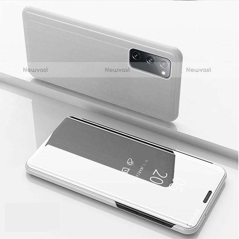 Leather Case Stands Flip Mirror Cover Holder ZL1 for Samsung Galaxy S20 5G Silver