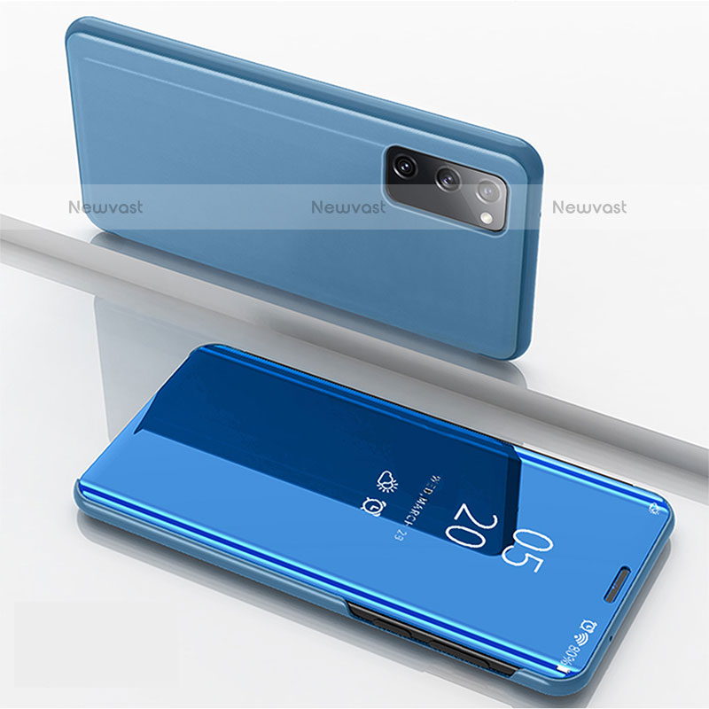 Leather Case Stands Flip Mirror Cover Holder ZL1 for Samsung Galaxy S20 Blue