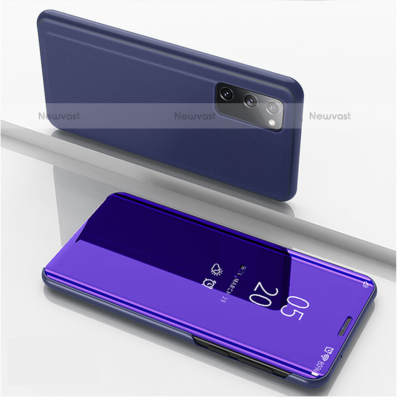 Leather Case Stands Flip Mirror Cover Holder ZL1 for Samsung Galaxy S20 Purple