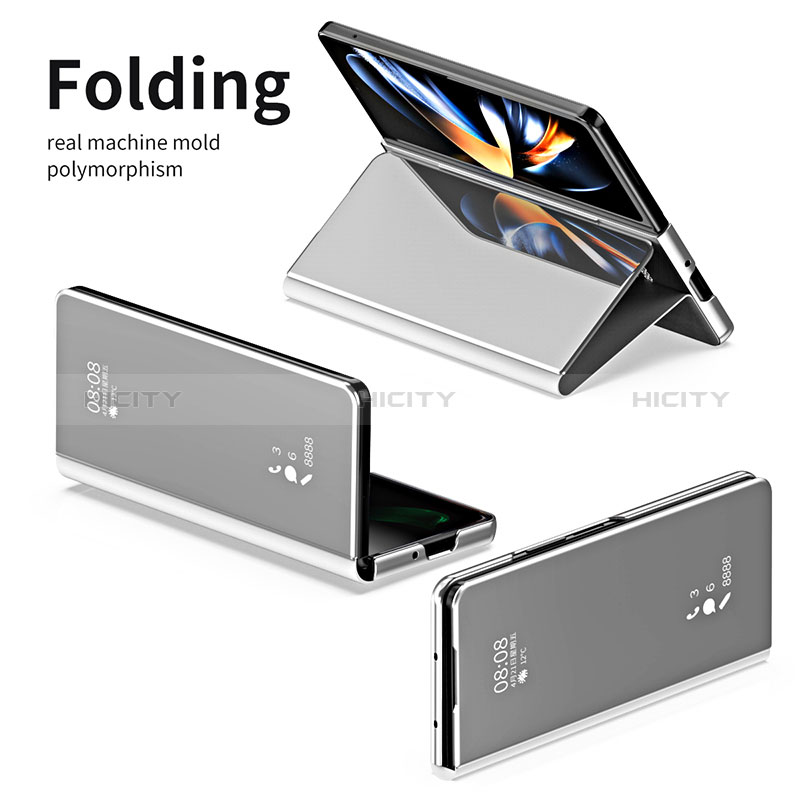 Leather Case Stands Flip Mirror Cover Holder ZL1 for Samsung Galaxy Z Fold4 5G