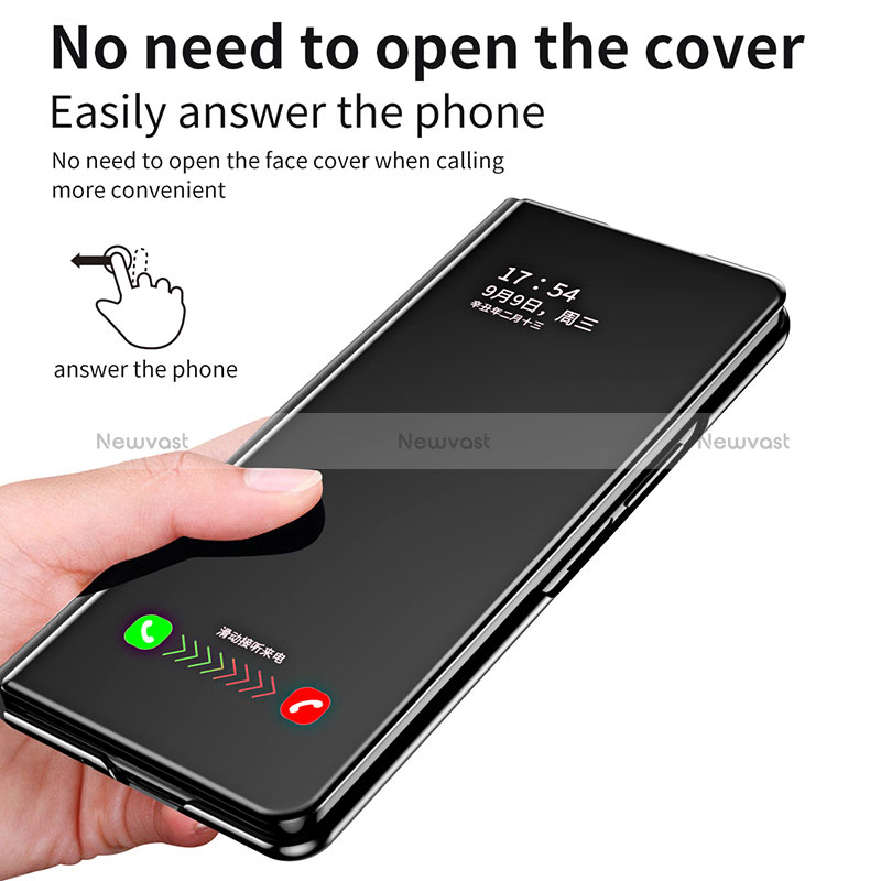 Leather Case Stands Flip Mirror Cover Holder ZL1 for Samsung Galaxy Z Fold5 5G