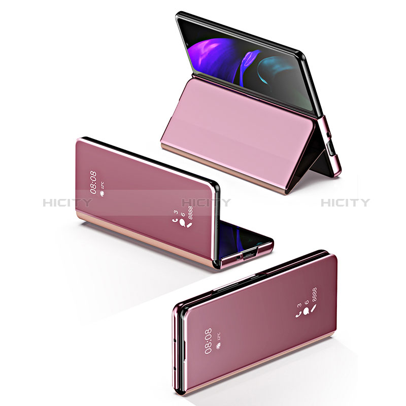 For Samsung Galaxy Z Fold 5 Fold 4 3 5G Mirror Clear View Flip Case Stand  Cover