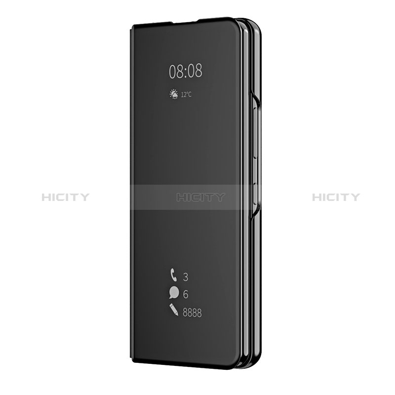 Leather Case Stands Flip Mirror Cover Holder ZL2 for Samsung Galaxy Z Fold4 5G Black