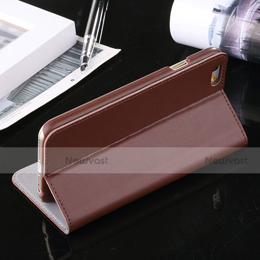 Leather Case Stands Flip Wallet for Apple iPhone 6 Brown