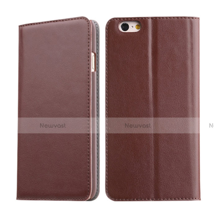 Leather Case Stands Flip Wallet for Apple iPhone 6 Plus Brown