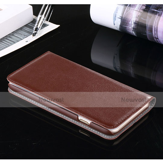 Leather Case Stands Flip Wallet for Apple iPhone 6 Plus Brown