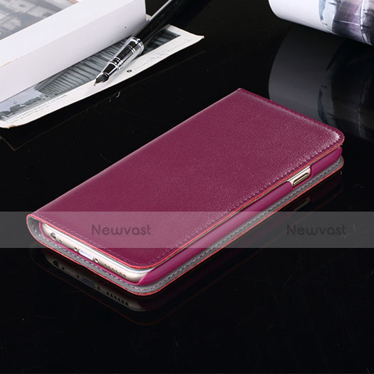 Leather Case Stands Flip Wallet for Apple iPhone 6 Plus Purple