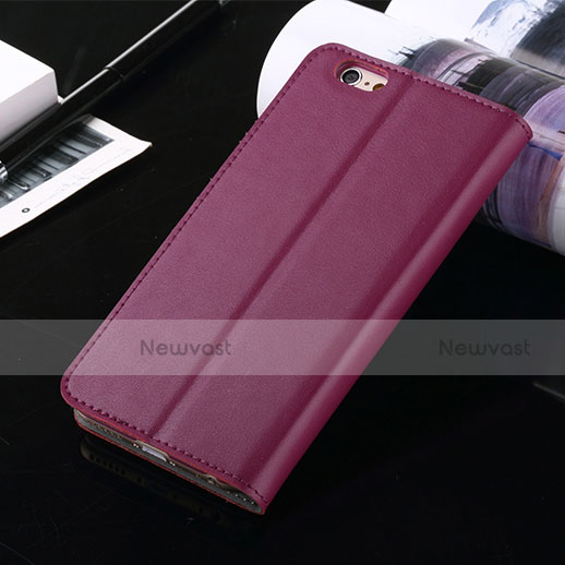 Leather Case Stands Flip Wallet for Apple iPhone 6 Plus Purple