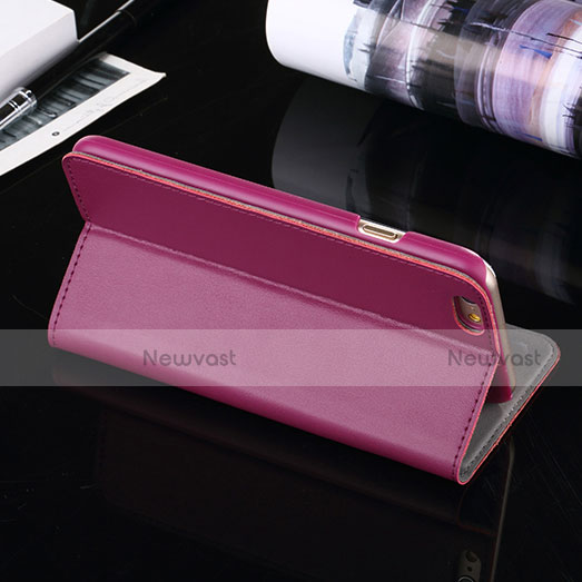 Leather Case Stands Flip Wallet for Apple iPhone 6 Plus Purple