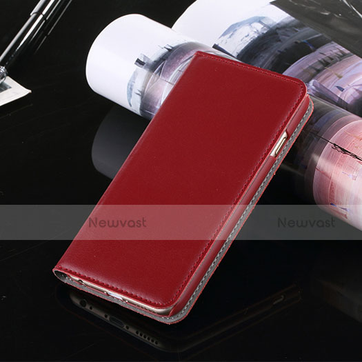 Leather Case Stands Flip Wallet for Apple iPhone 6 Plus Red