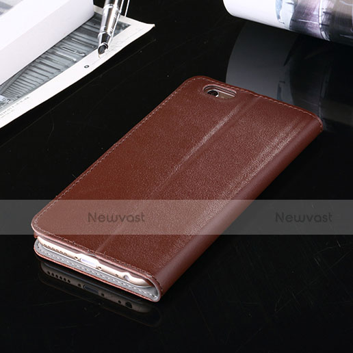 Leather Case Stands Flip Wallet for Apple iPhone 6S Plus Brown